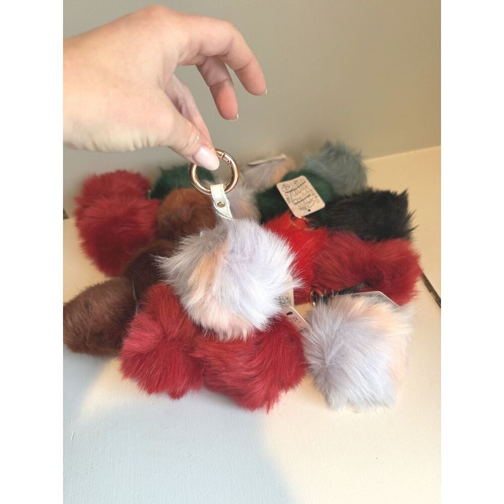 NWT LOT of 18 Free People Faux Fur Pom Pom Ball Key Chain Ring $288 [jb]